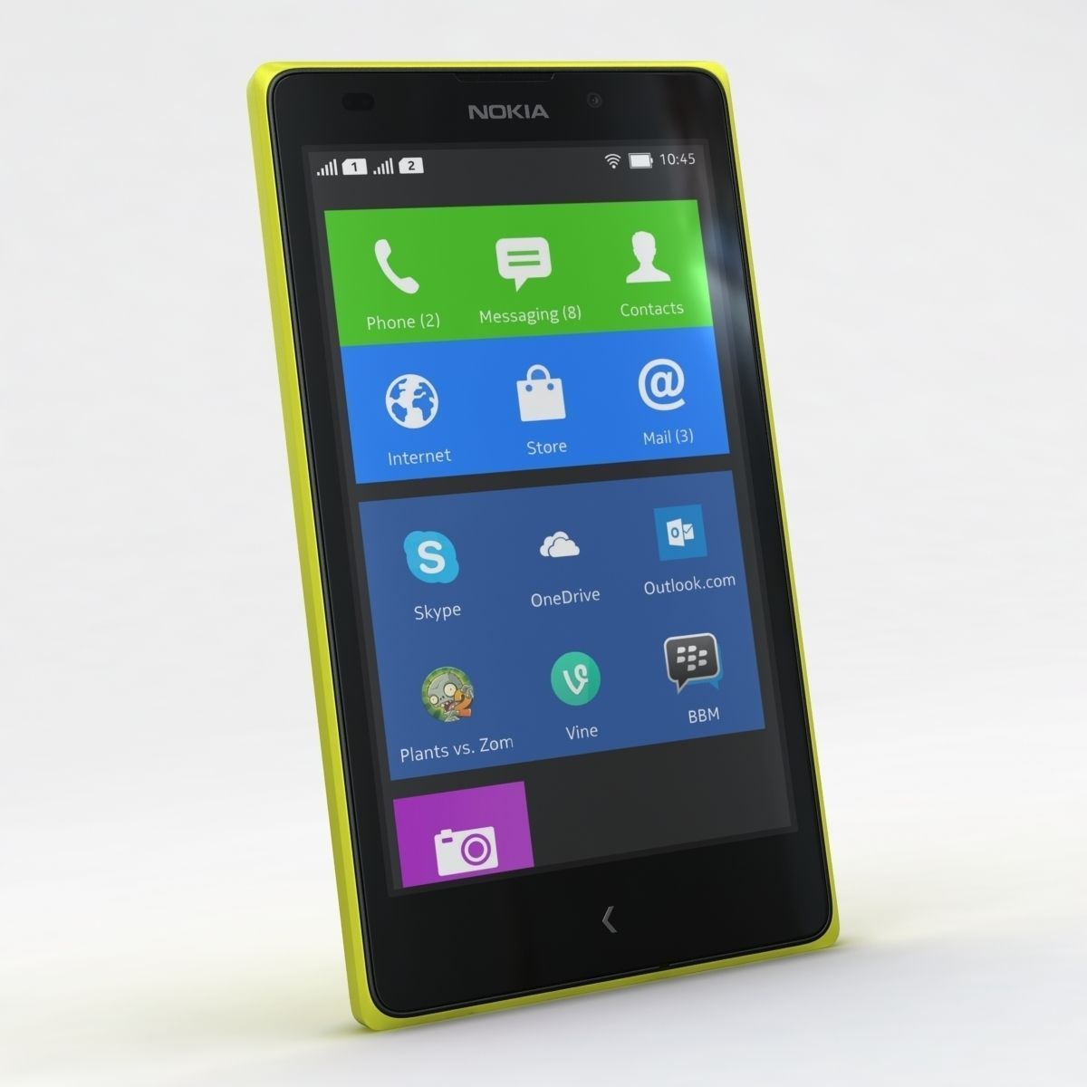 Nokia XL and XL Dual Yellow 3D model_1