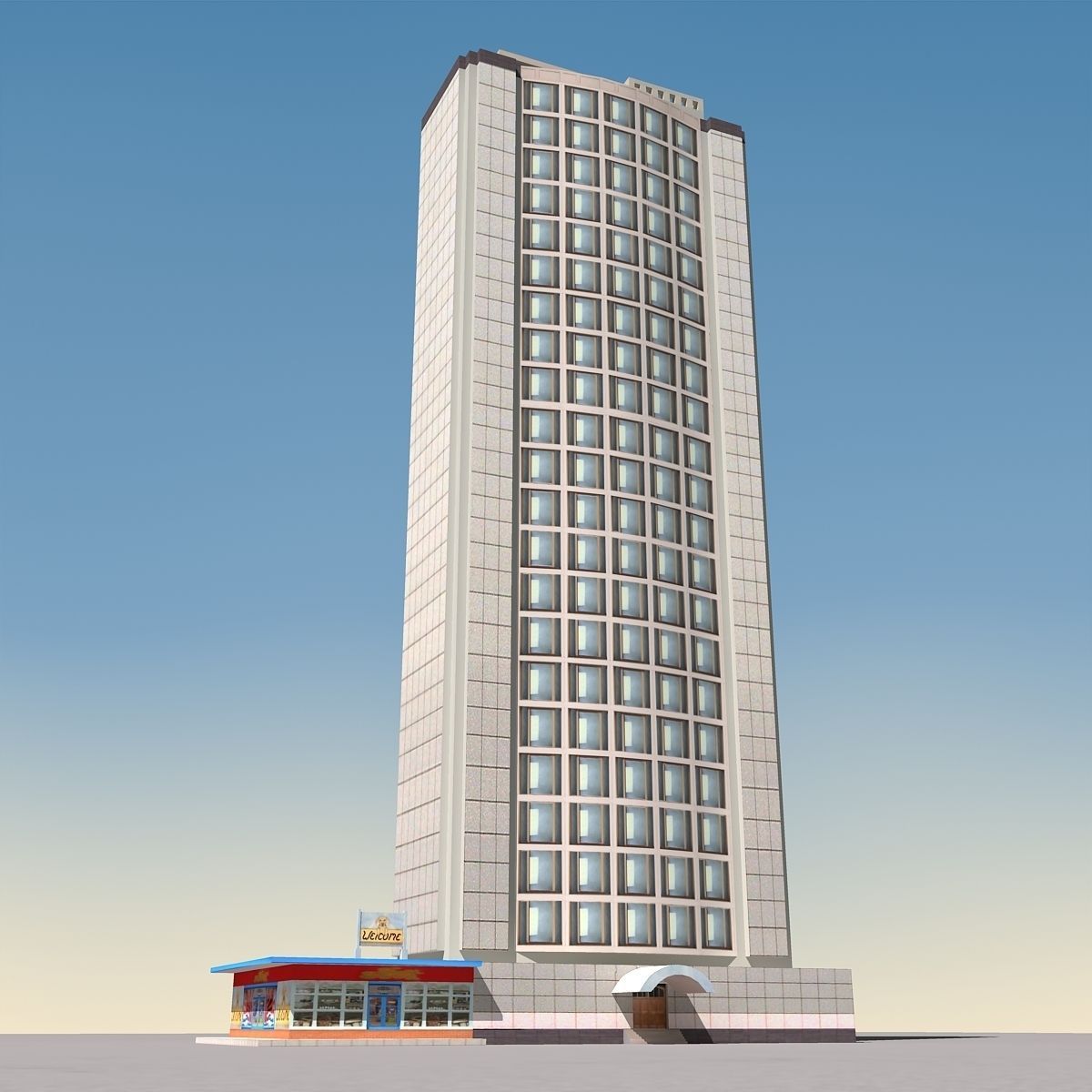 Building Lowpoly tall Low-poly 3D model_14