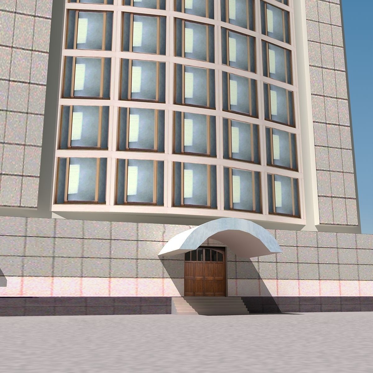 Building Lowpoly tall Low-poly 3D model_3