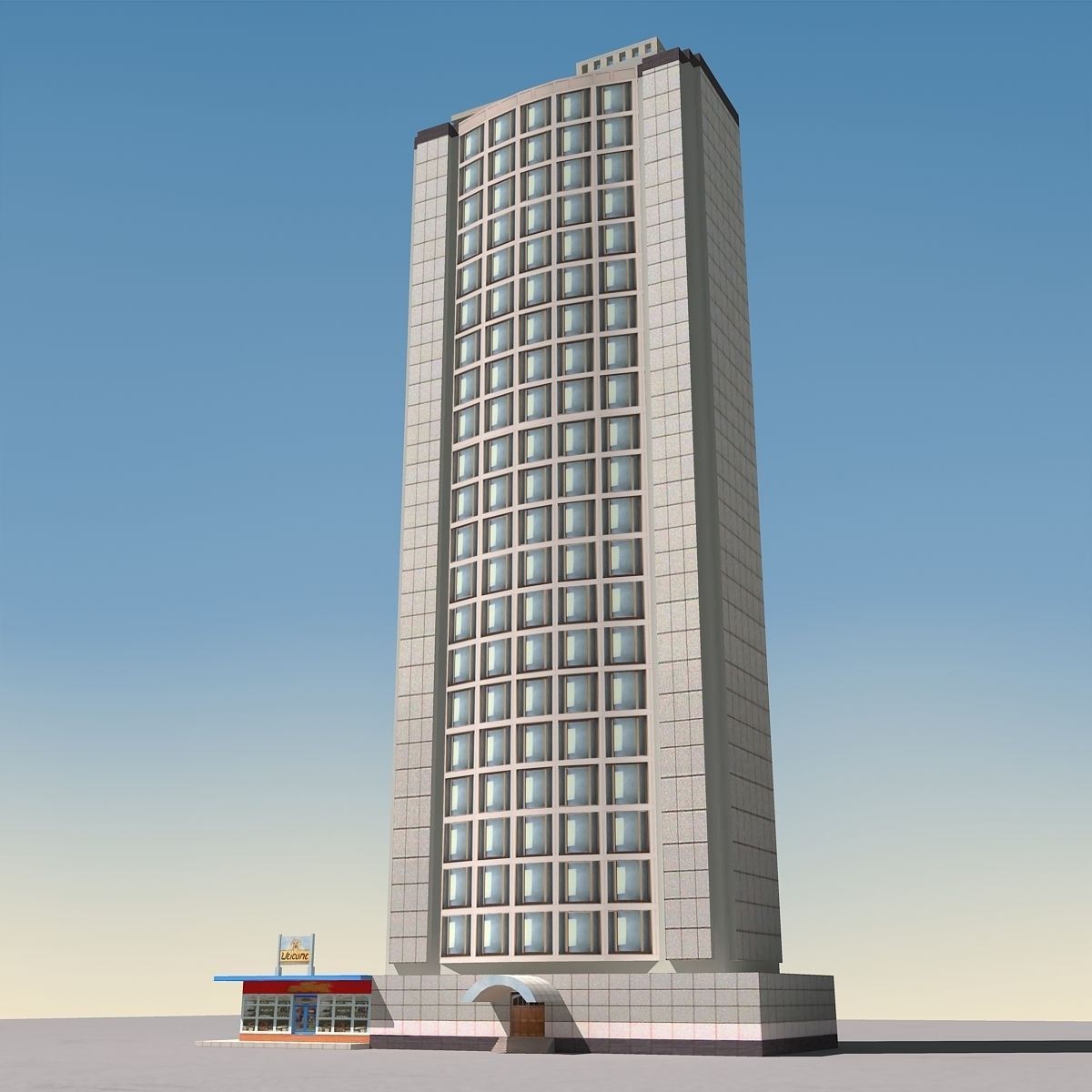 Building Lowpoly tall Low-poly 3D model_1