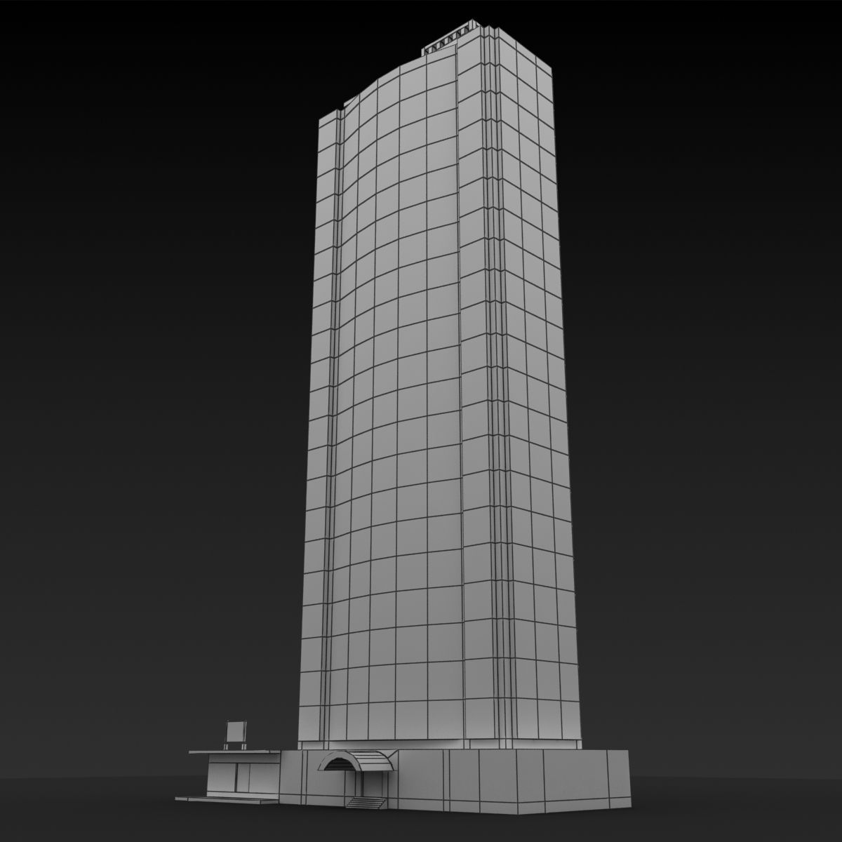 Building Lowpoly tall Low-poly 3D model_6