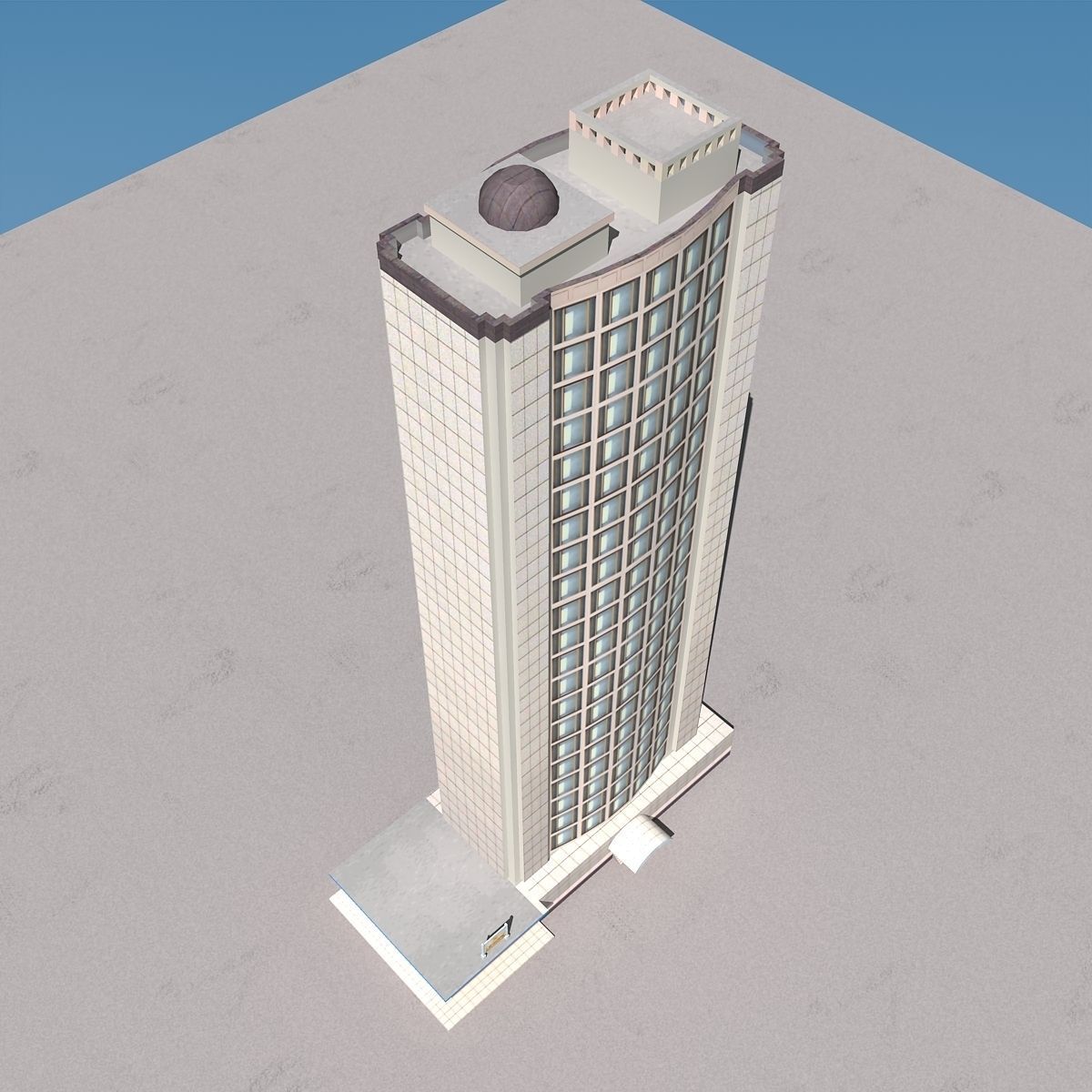 Building Lowpoly tall Low-poly 3D model_2