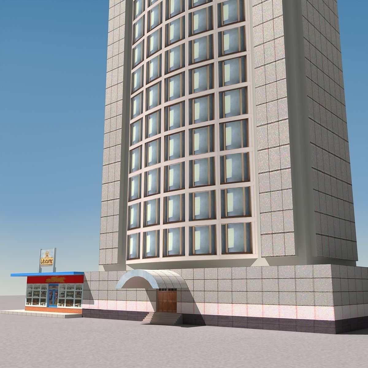 Building Lowpoly tall Low-poly 3D model_7