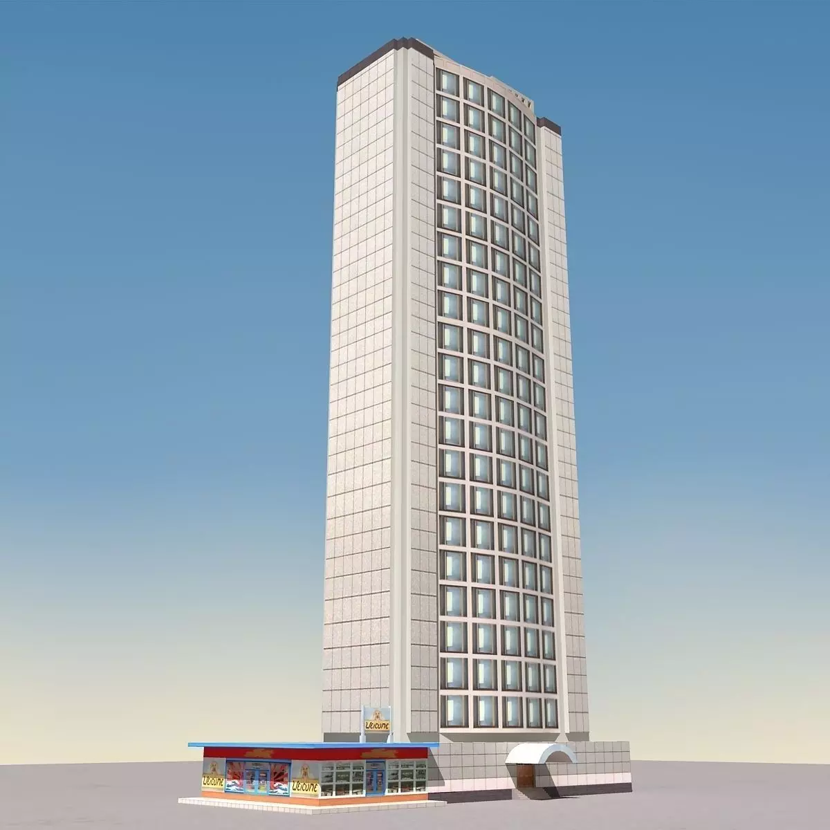 Building Lowpoly tall Low-poly 3D model_0