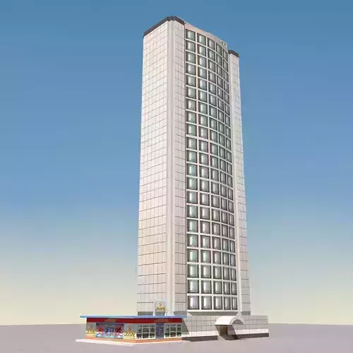 Building Lowpoly tall Low-poly 3D model