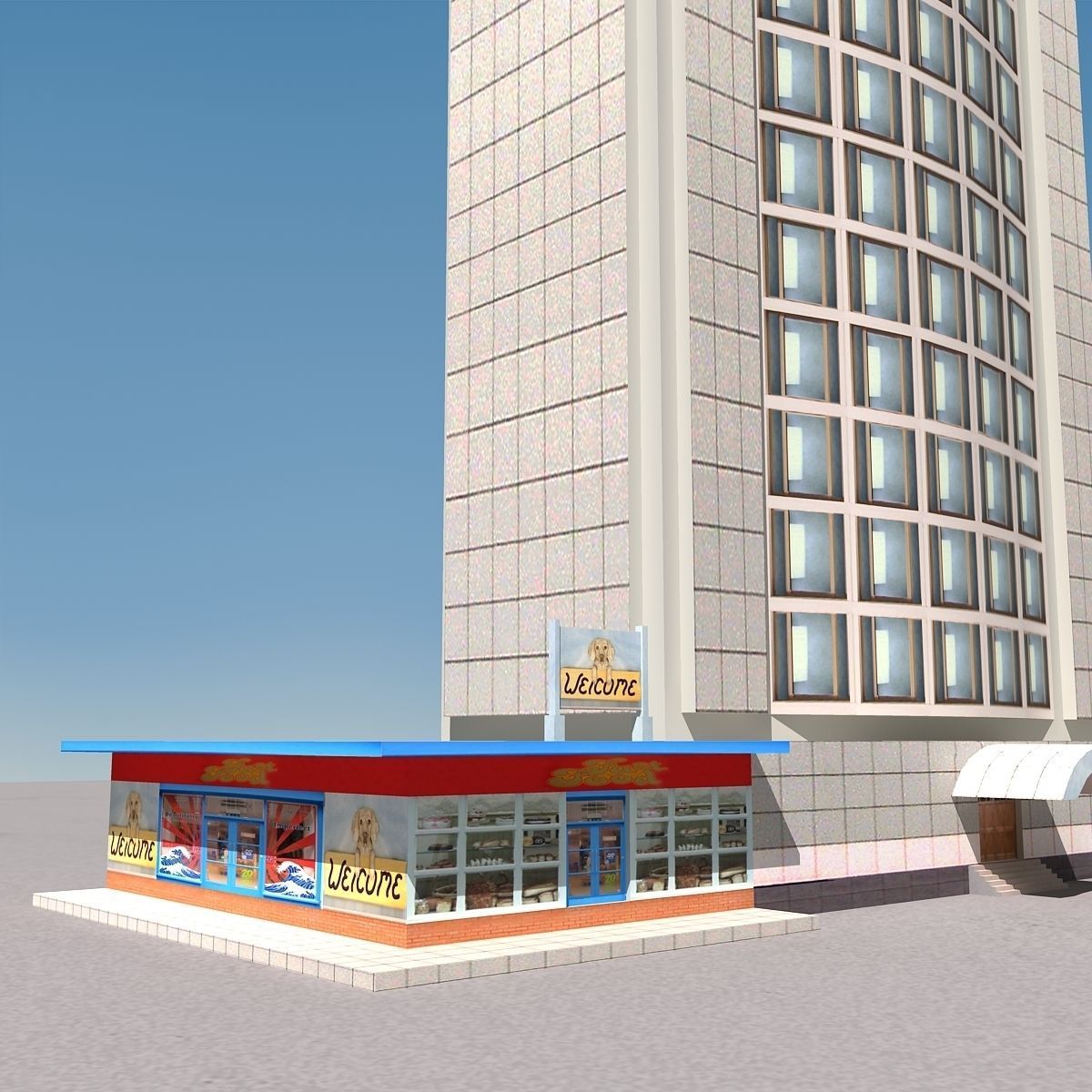 Building Lowpoly tall Low-poly 3D model_10