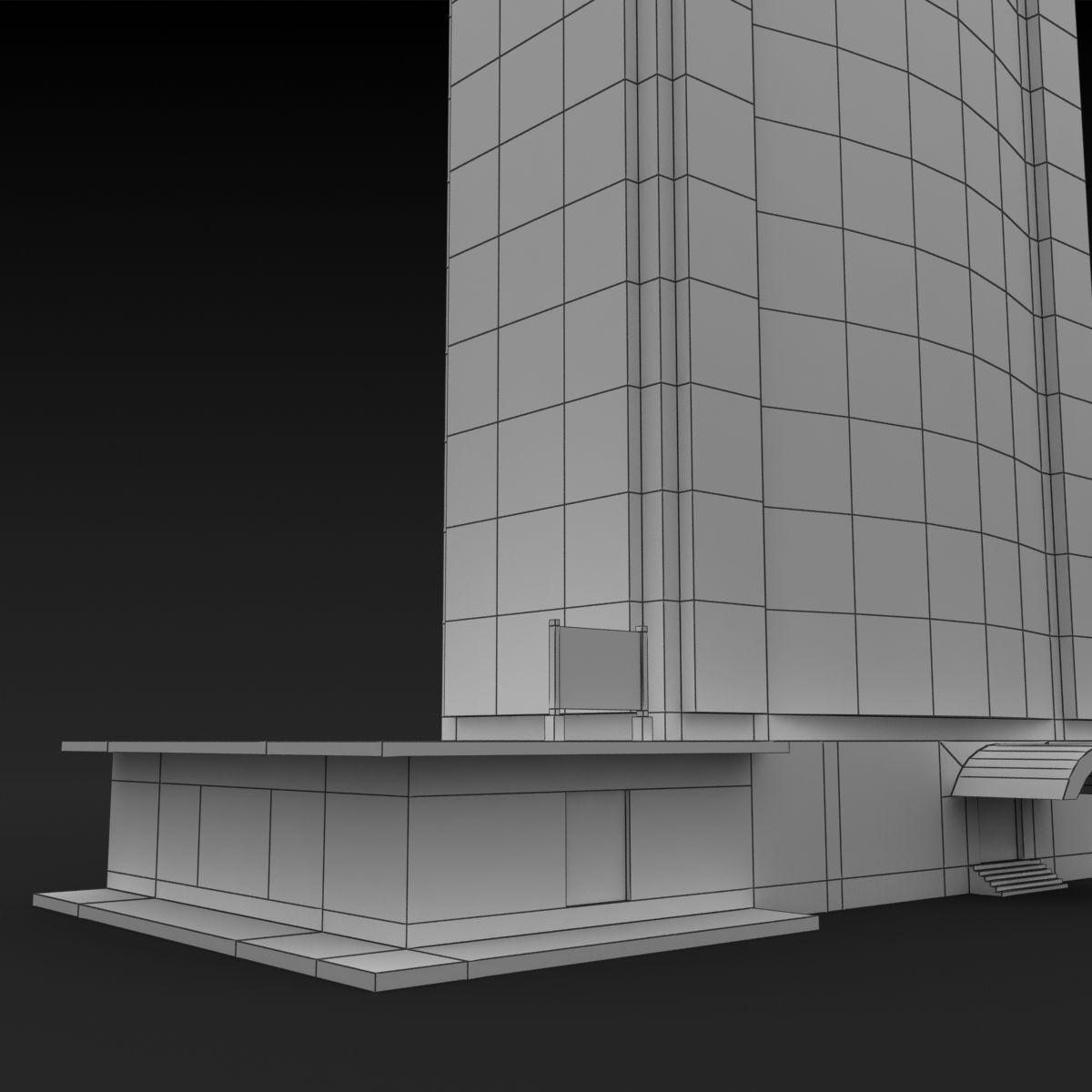 Building Lowpoly tall Low-poly 3D model_4