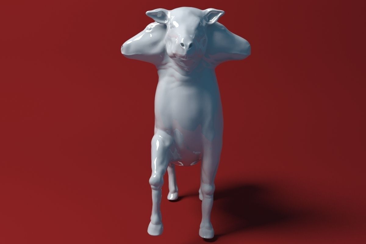Goat three head  3D print model_3
