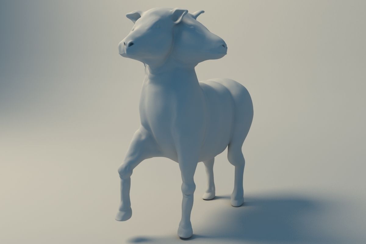 Goat three head  3D print model_4