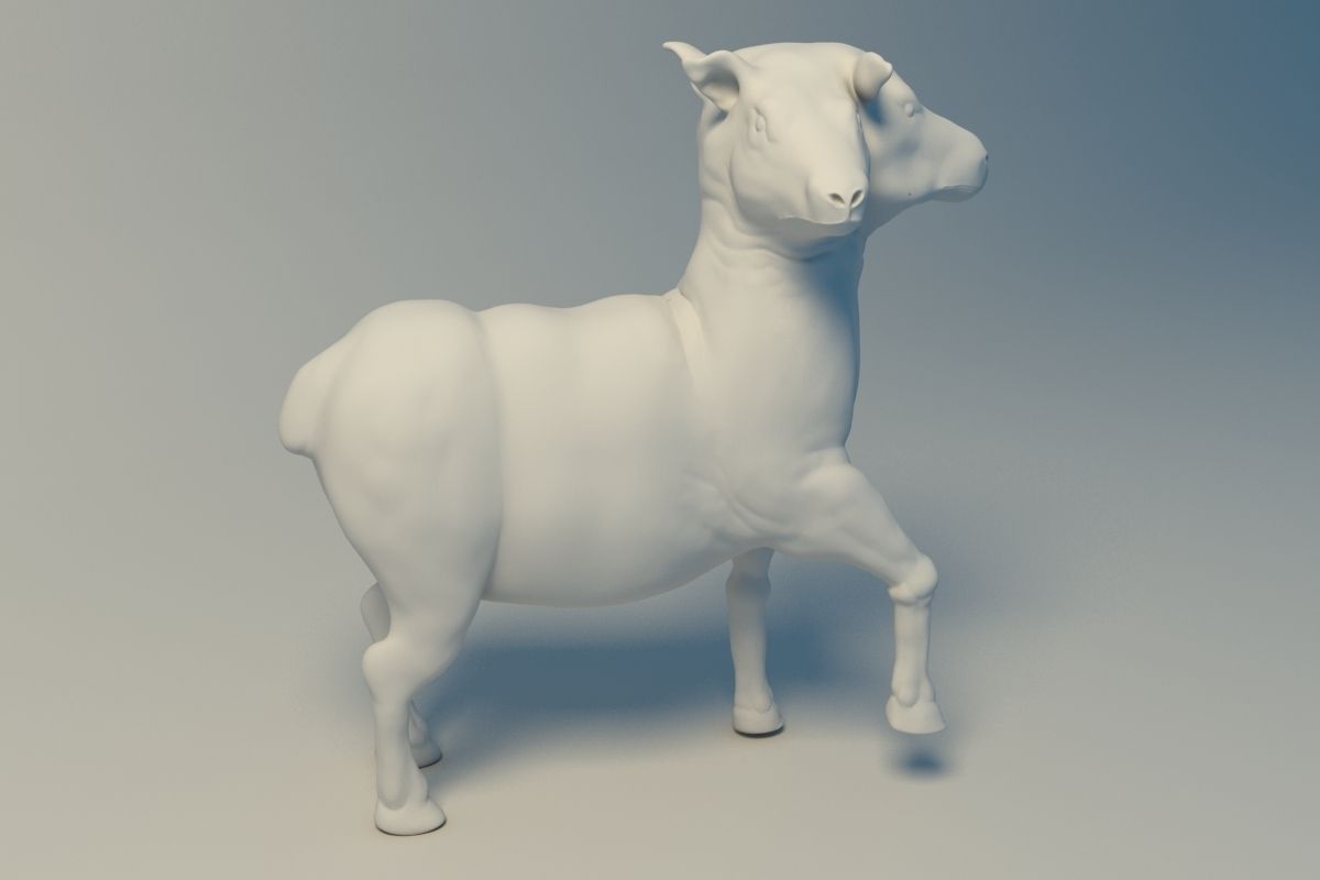 Goat three head  3D print model_2