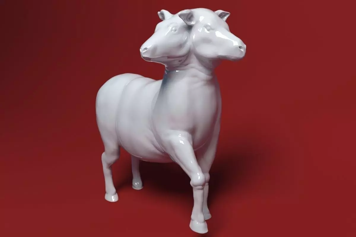 Goat three head  3D print model_0