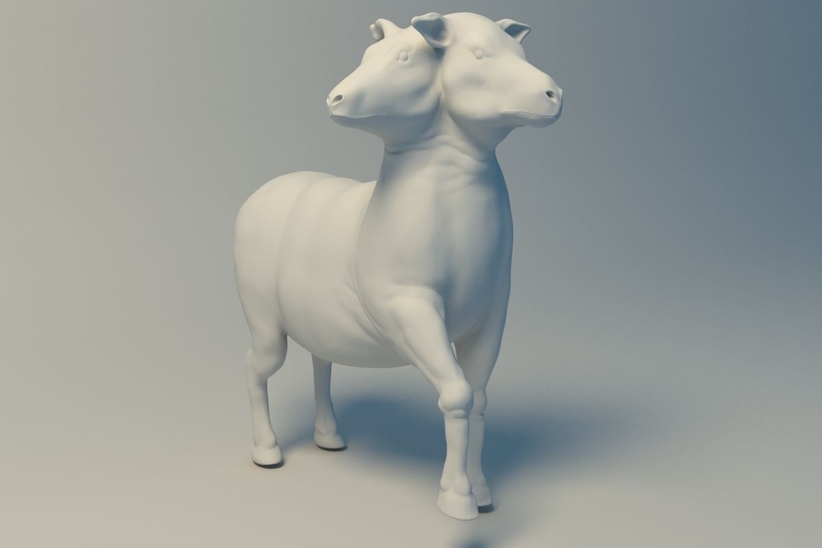 Goat three head  3D print model_1