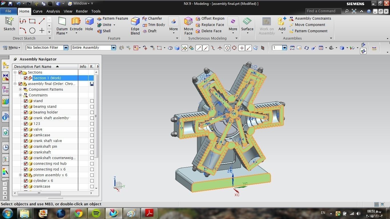Miniature Pneumatic 6 Cylinder Radial Engine with NX 9 3D model_2