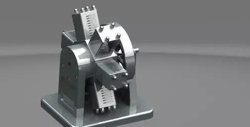 Miniature Pneumatic 6 Cylinder Radial Engine with NX 9 3D model_0