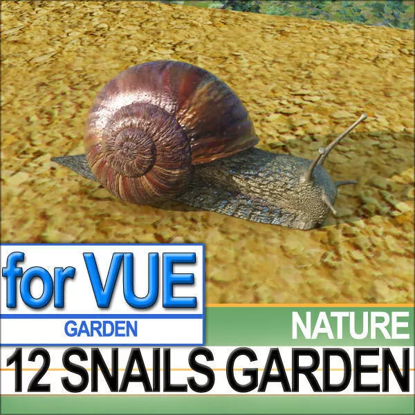 12 Snails in Garden 3D model