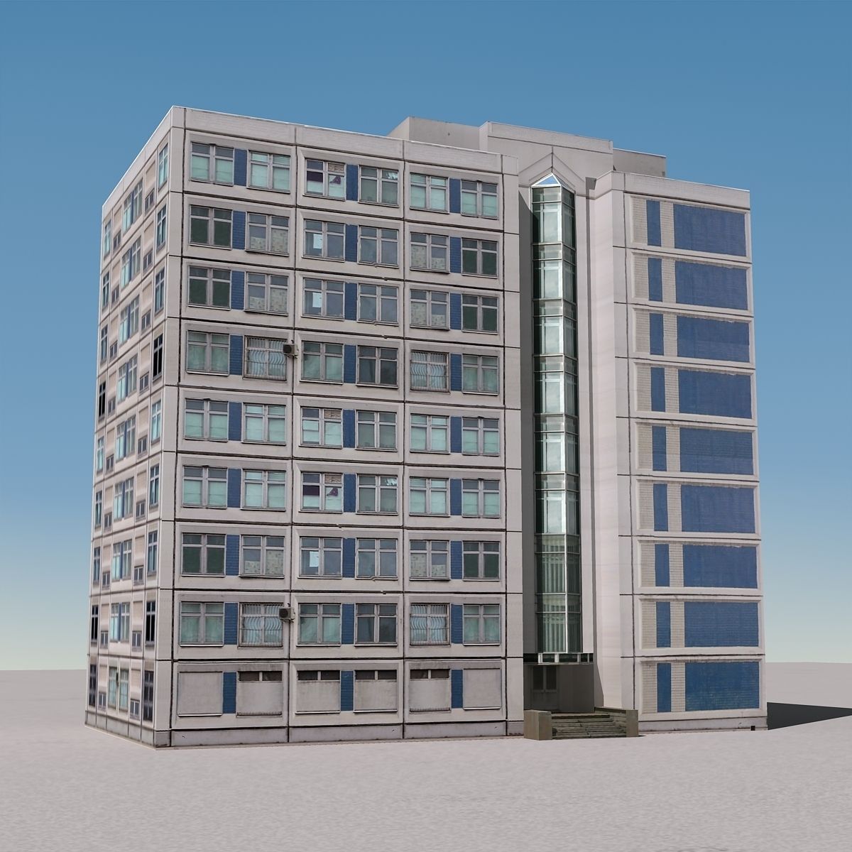 Building Lowpoly apartment with roof Low-poly 3D model_13