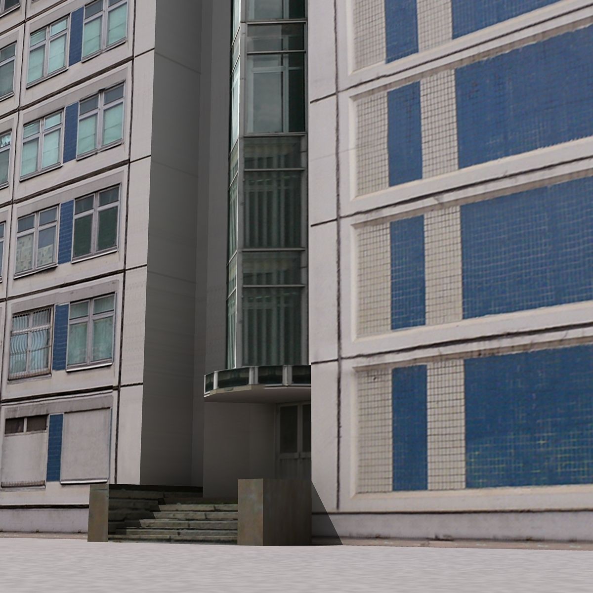 Building Lowpoly apartment with roof Low-poly 3D model_5