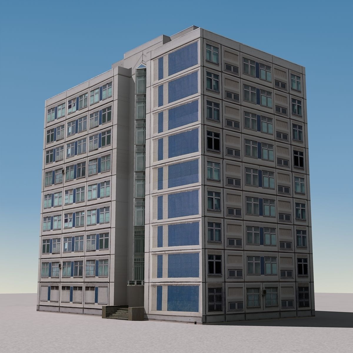 Building Lowpoly apartment with roof Low-poly 3D model_12