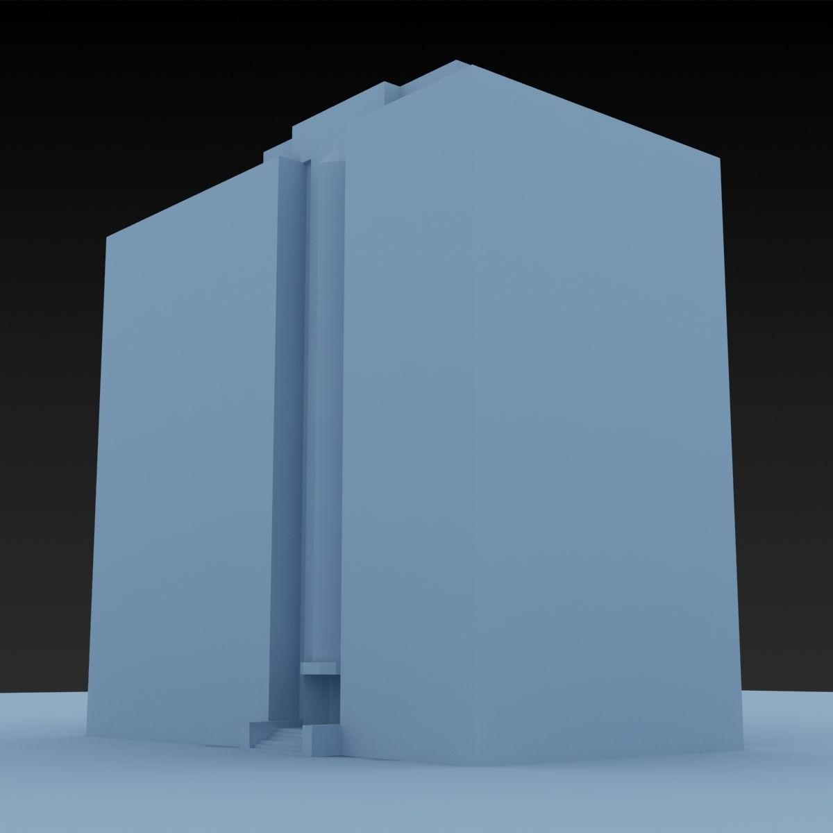 Building Lowpoly apartment with roof Low-poly 3D model_10