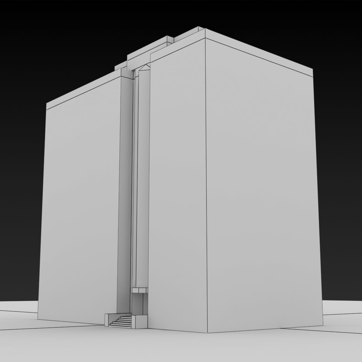 Building Lowpoly apartment with roof Low-poly 3D model_7