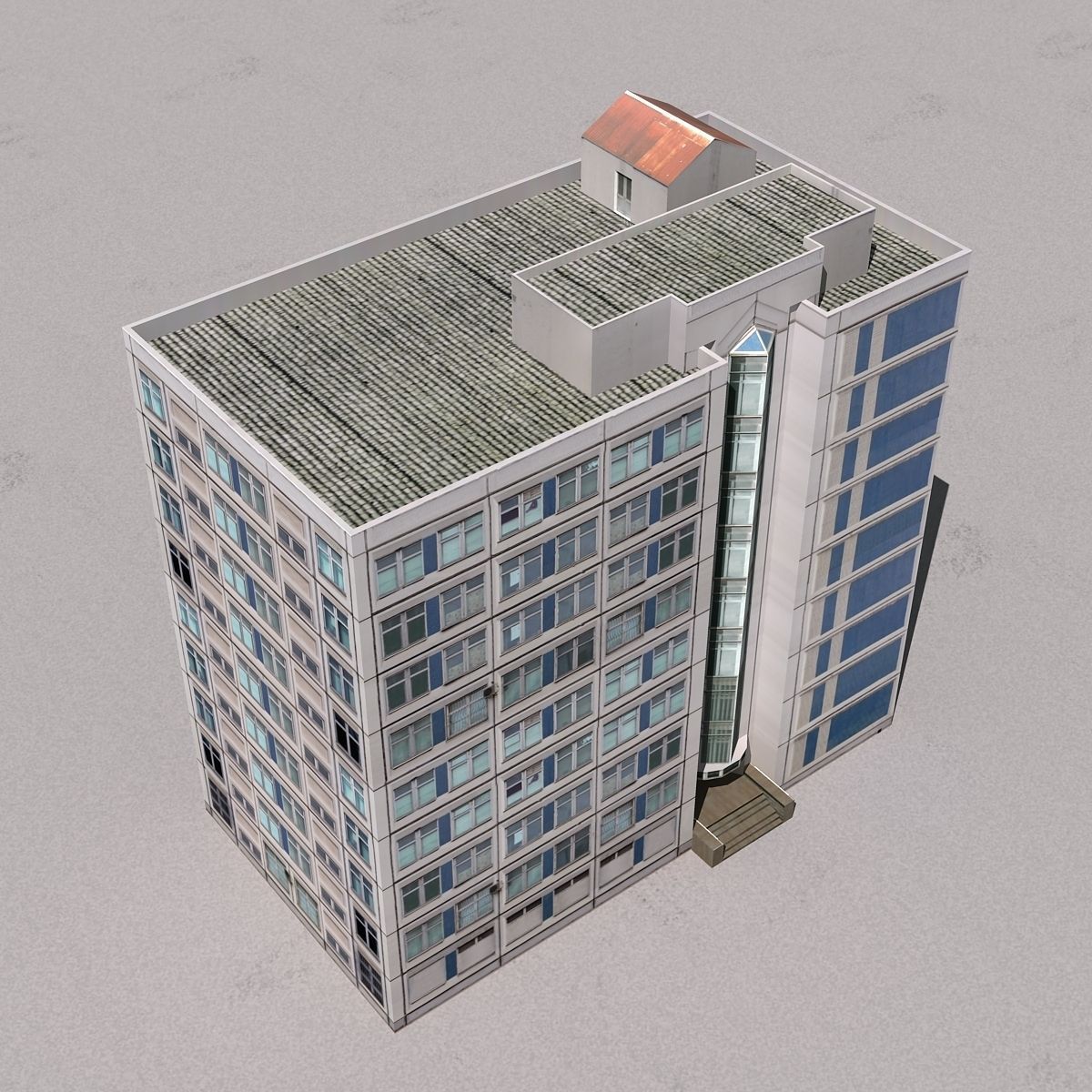 Building Lowpoly apartment with roof Low-poly 3D model_16
