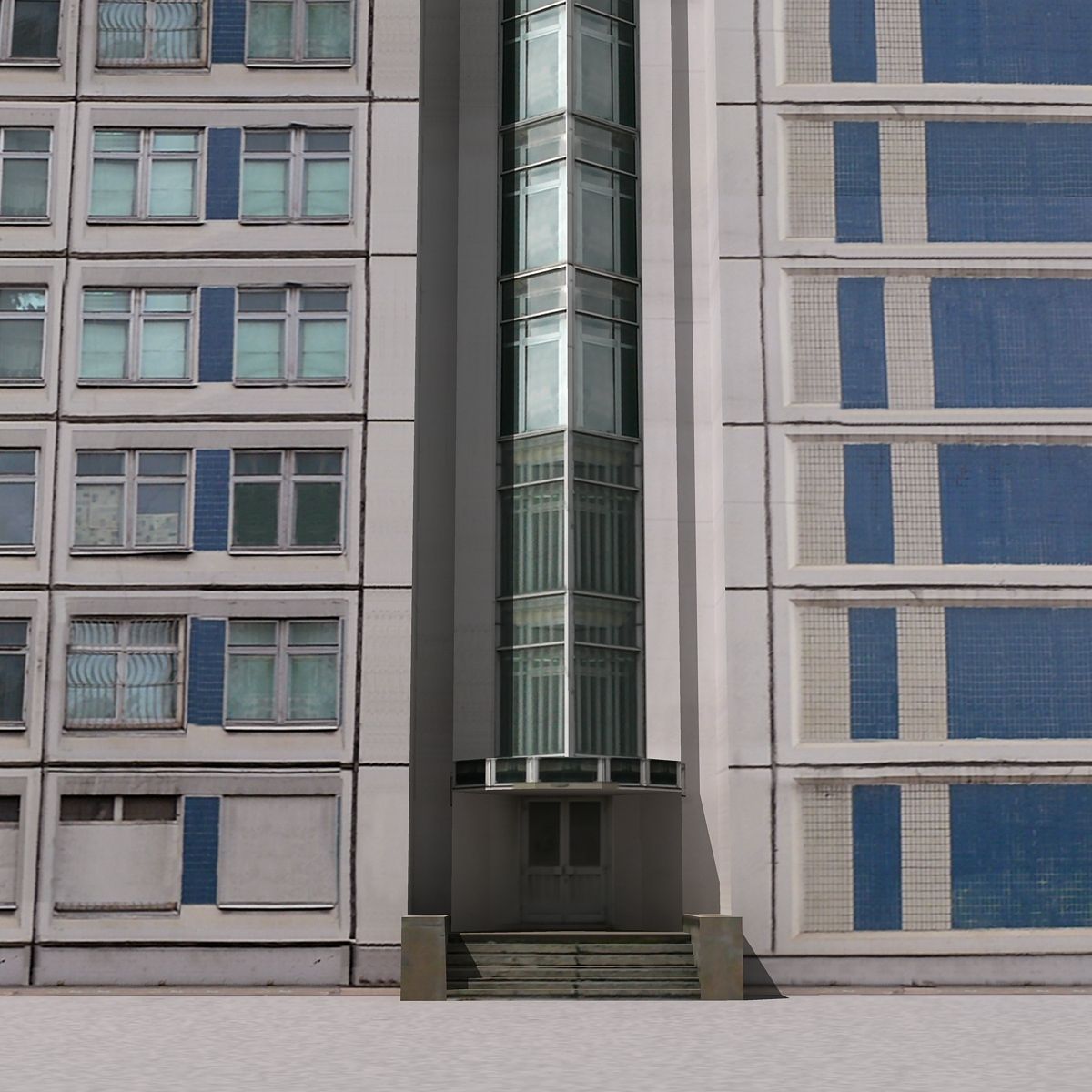 Building Lowpoly apartment with roof Low-poly 3D model_15