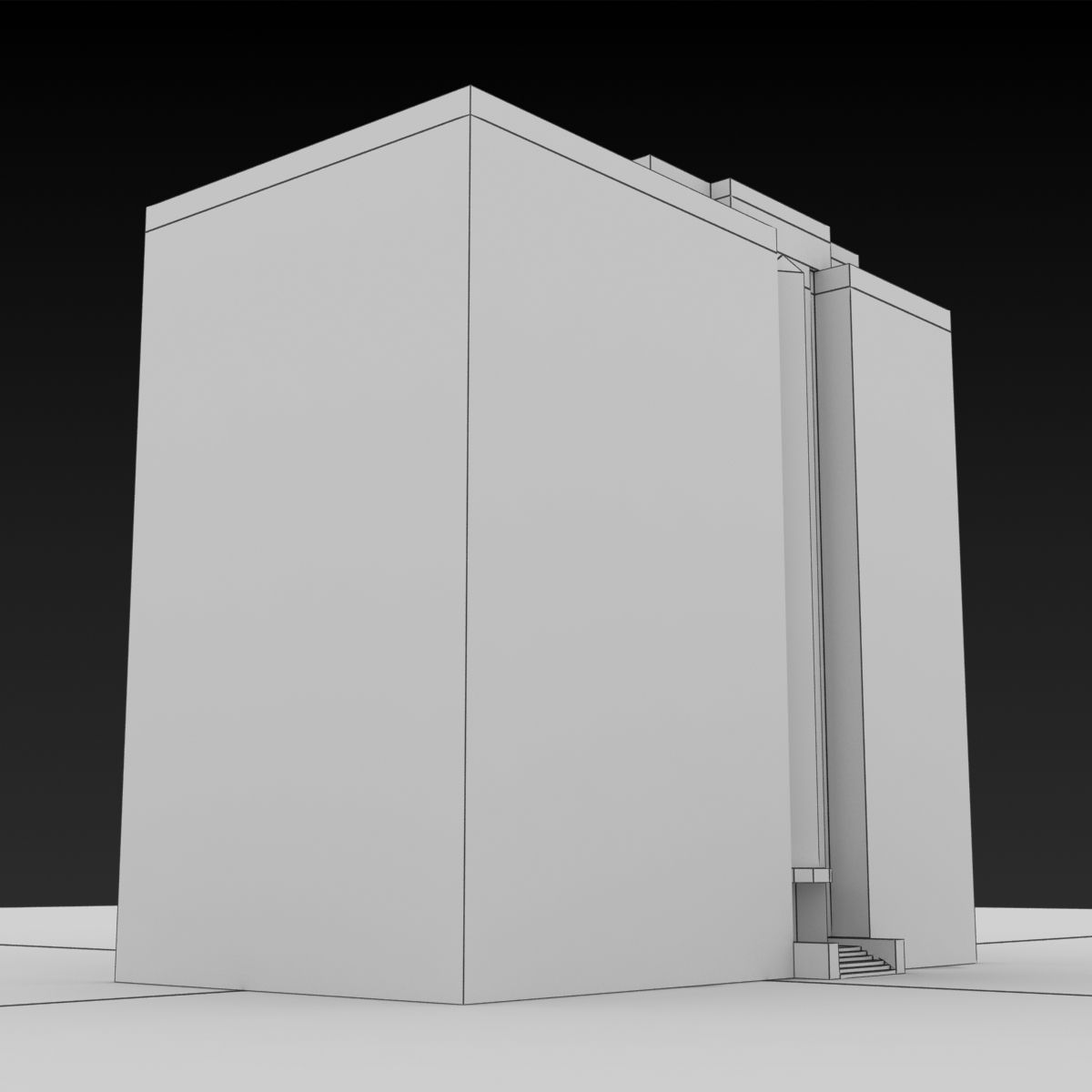 Building Lowpoly apartment with roof Low-poly 3D model_6