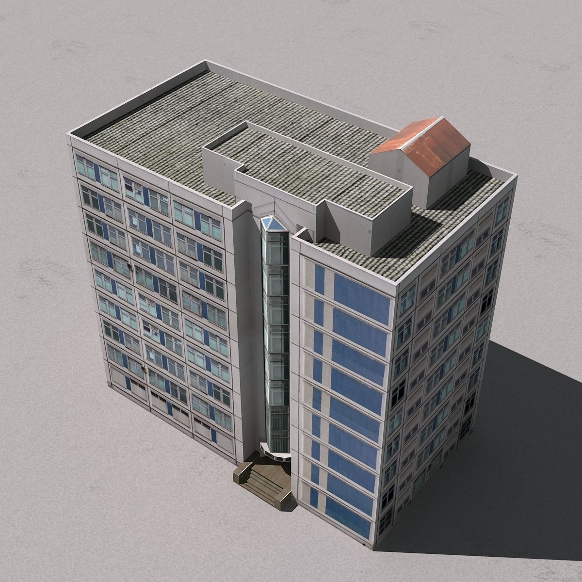 Building Lowpoly apartment with roof Low-poly 3D model_3