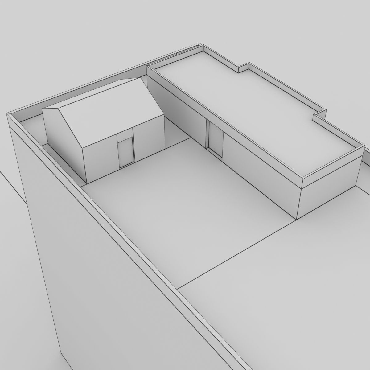 Building Lowpoly apartment with roof Low-poly 3D model_8