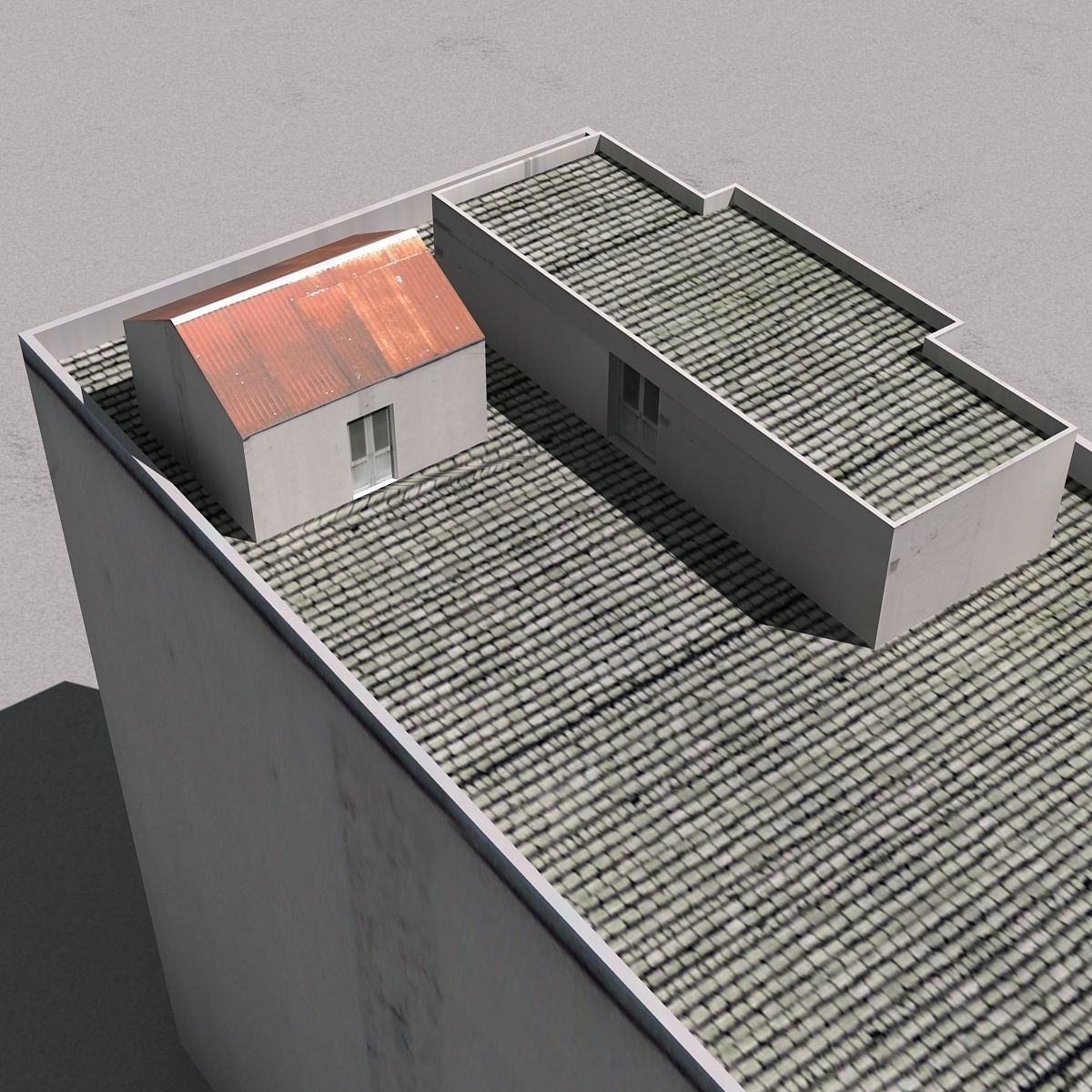 Building Lowpoly apartment with roof Low-poly 3D model_4