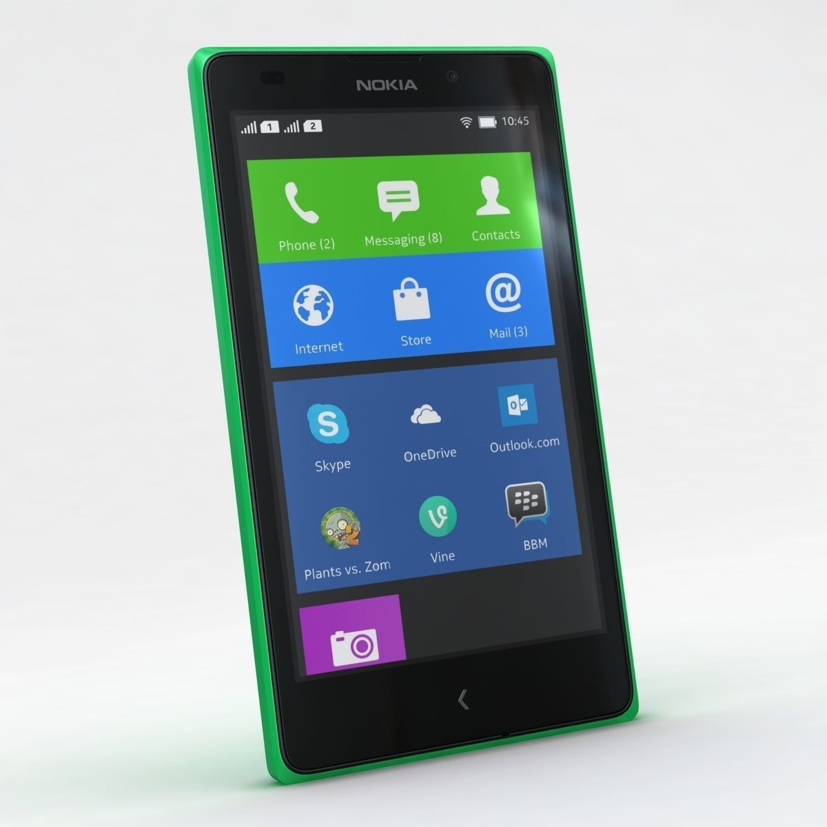 Nokia XL and XL Dual Bright Green 3D model_1