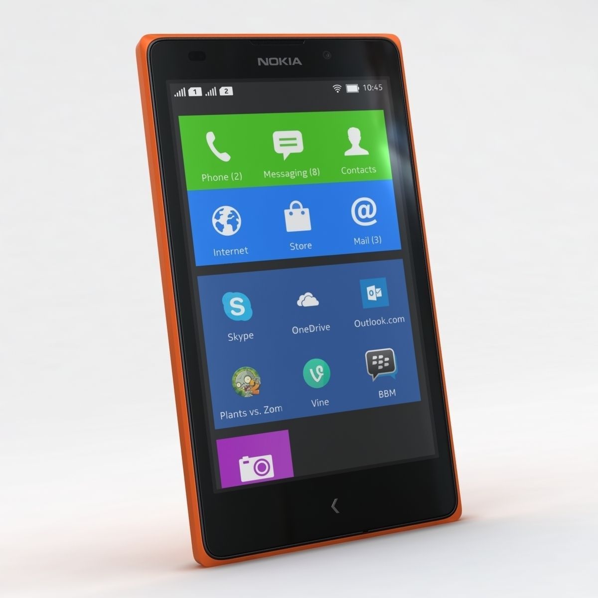 Nokia XL and XL Dual Orange 3D model_1
