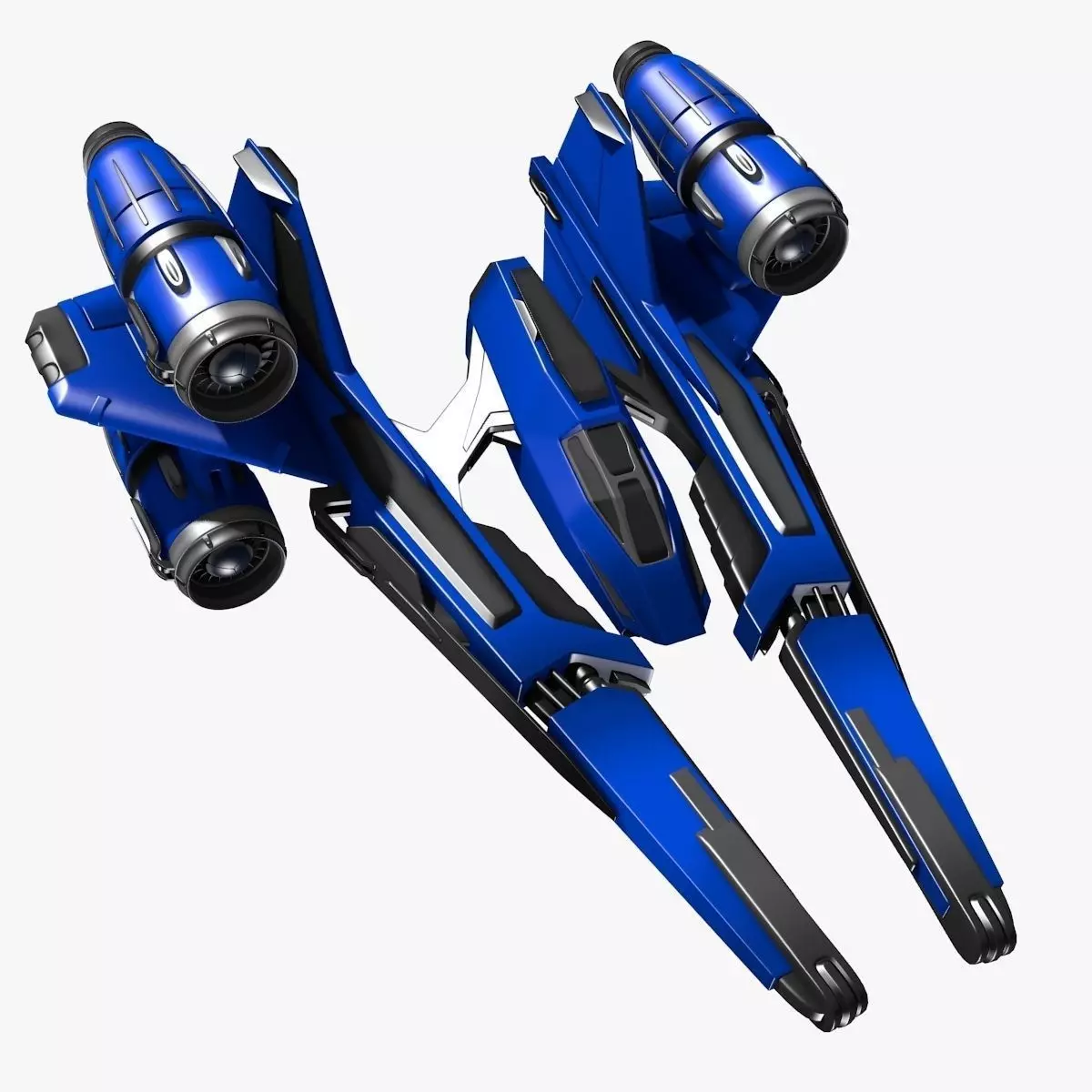 bluefighter spaceship flying 3D model_0