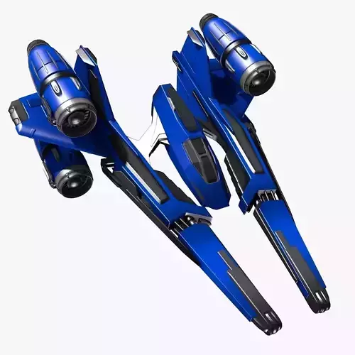 bluefighter spaceship flying 3D model