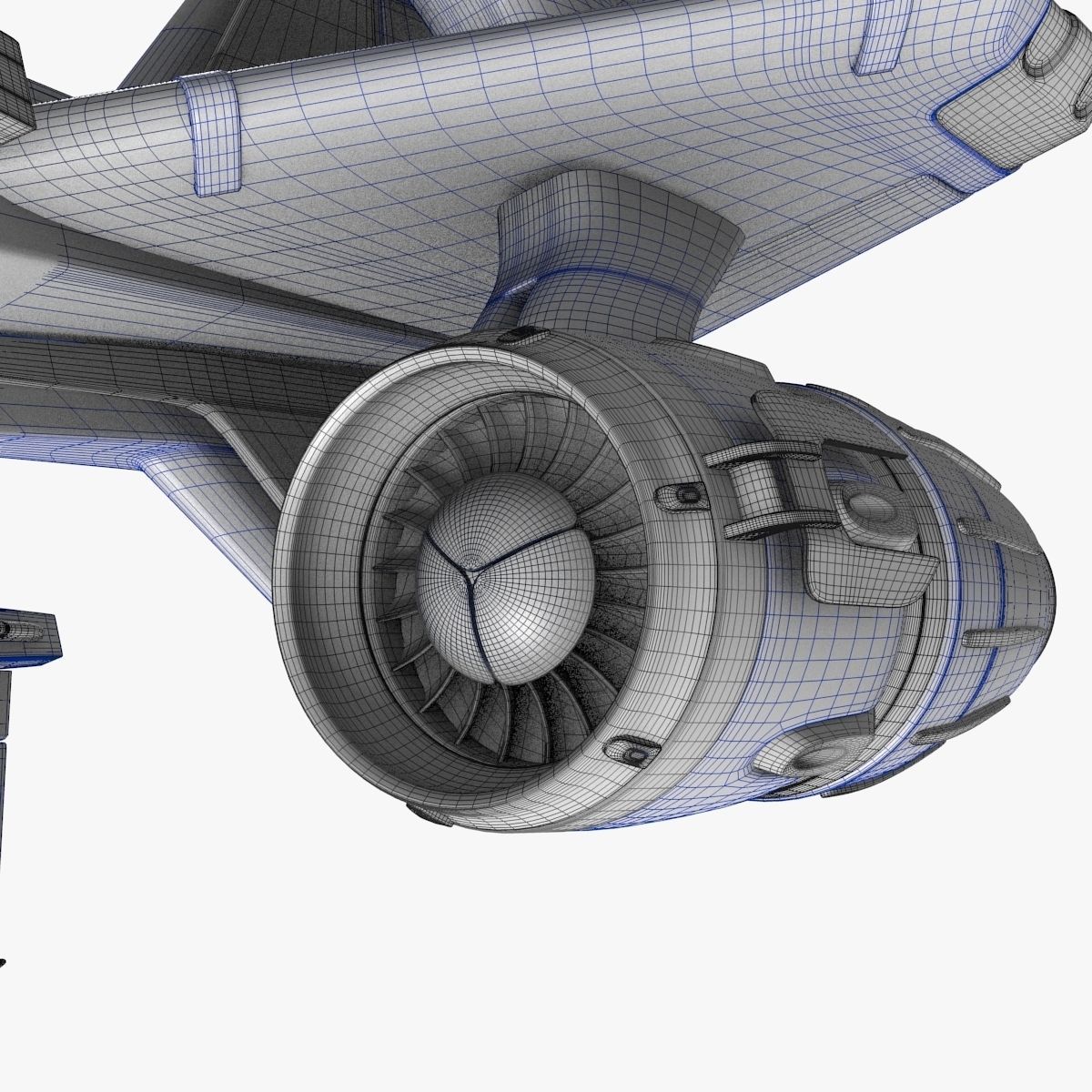 bluefighter spaceship flying 3D model_14