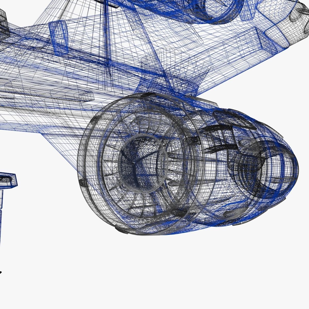 bluefighter spaceship flying 3D model_3