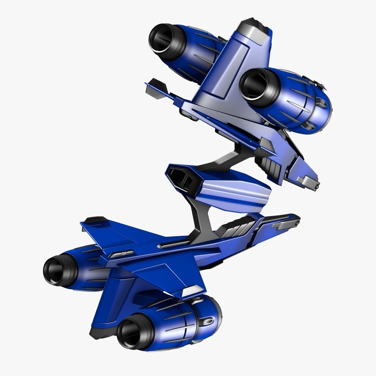 bluefighter spaceship flying 3D model_10