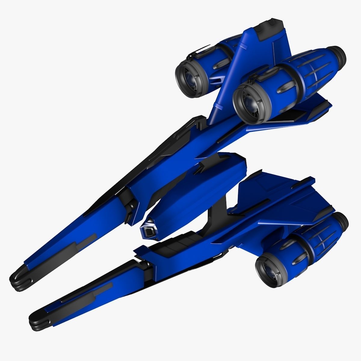 bluefighter spaceship flying 3D model_1
