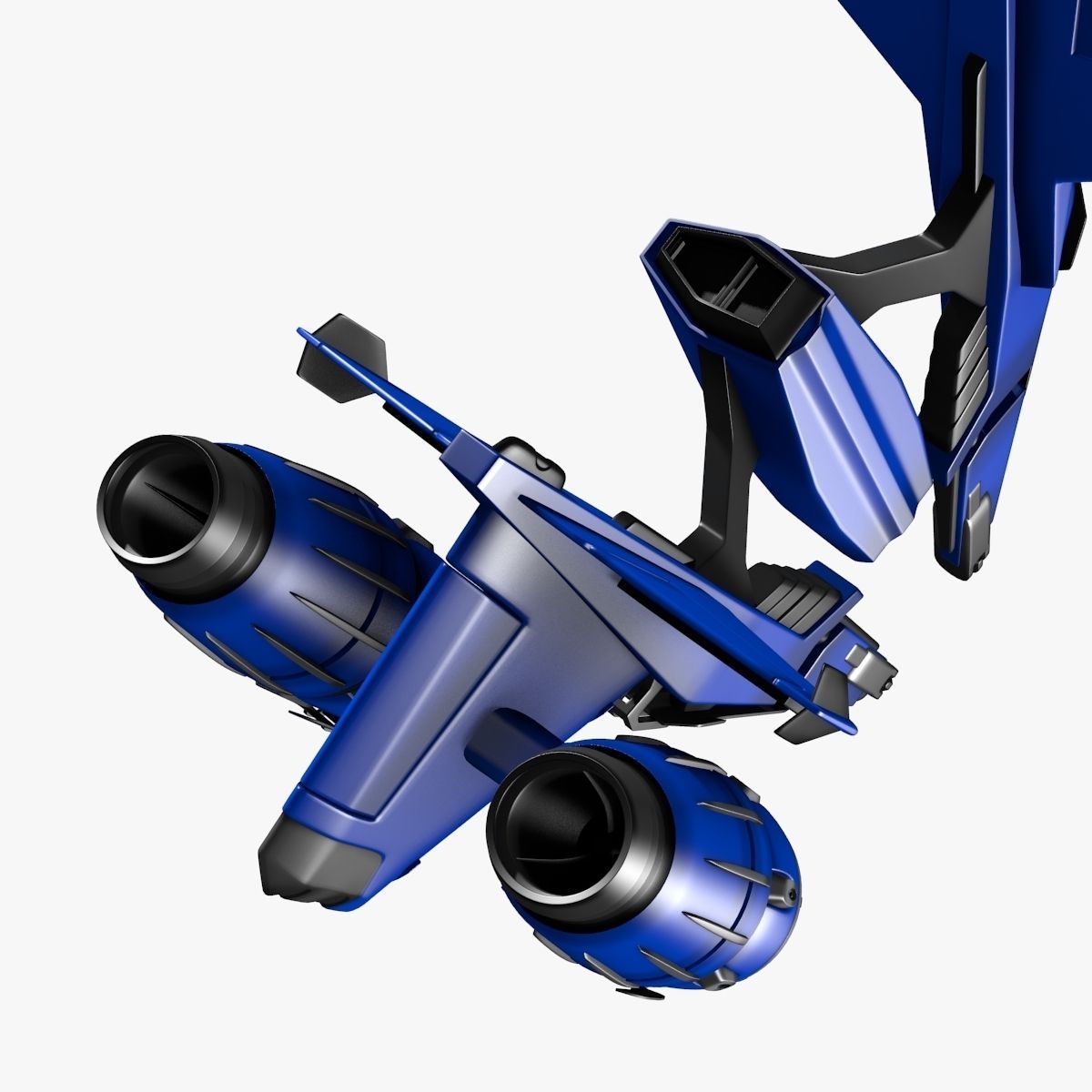 bluefighter spaceship flying 3D model_21