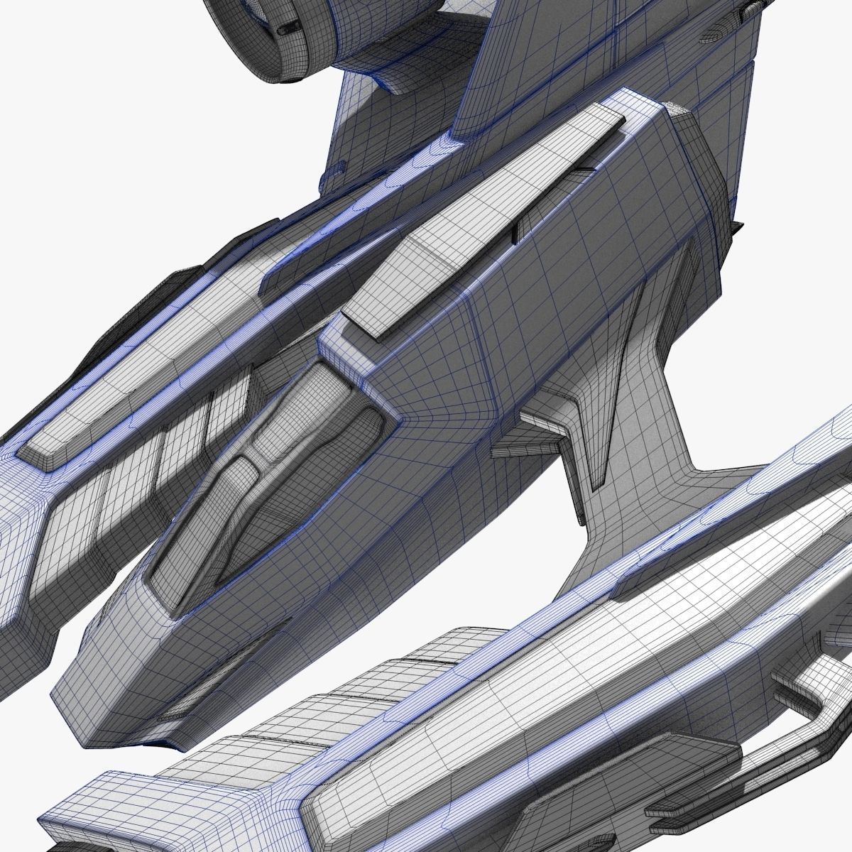 bluefighter spaceship flying 3D model_26