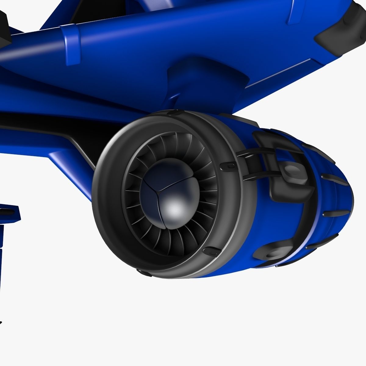 bluefighter spaceship flying 3D model_20