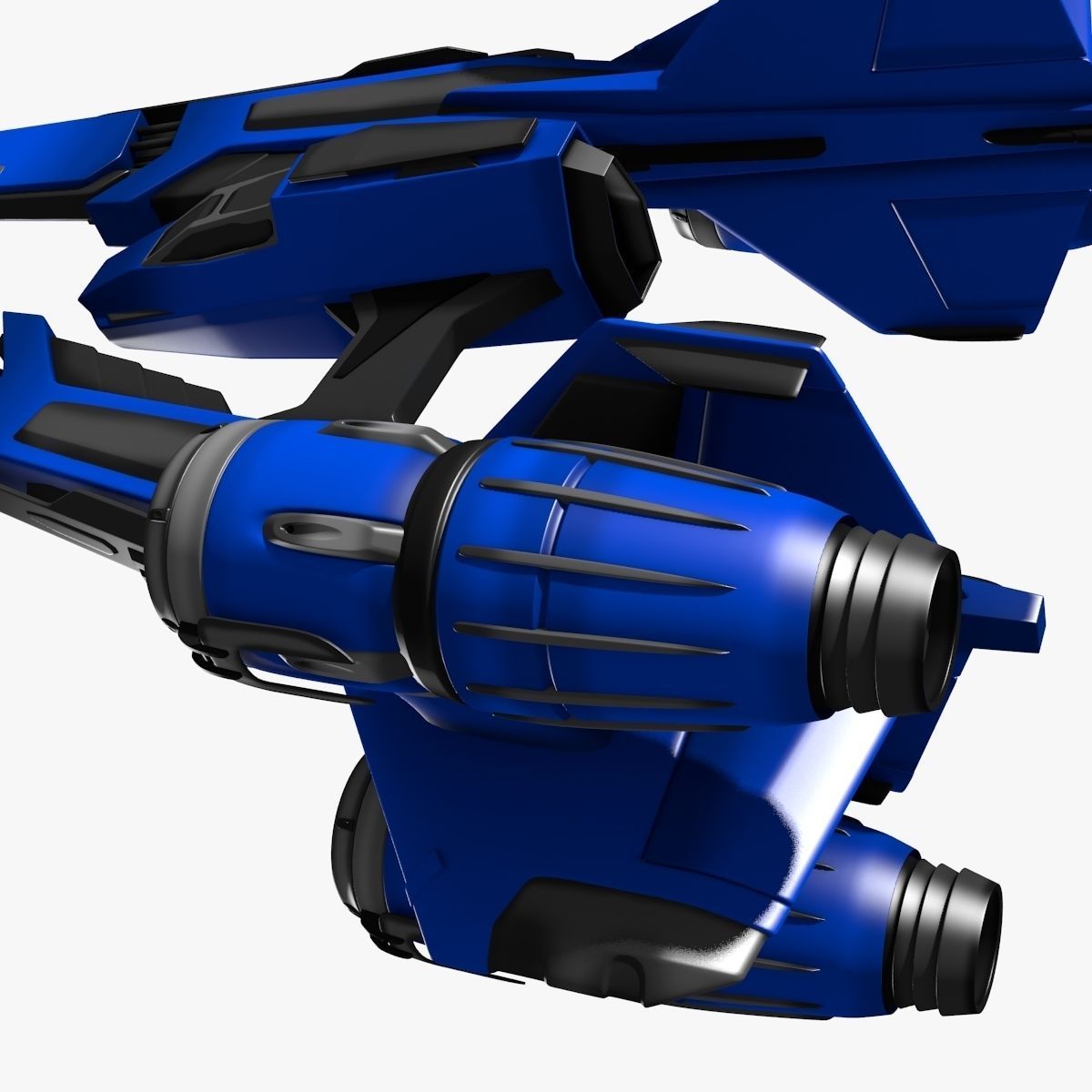 bluefighter spaceship flying 3D model_18