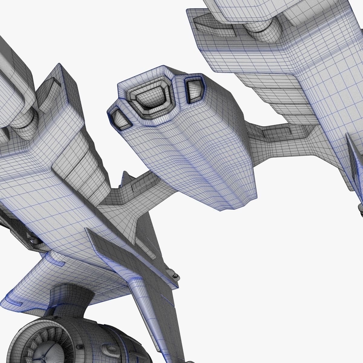 bluefighter spaceship flying 3D model_6