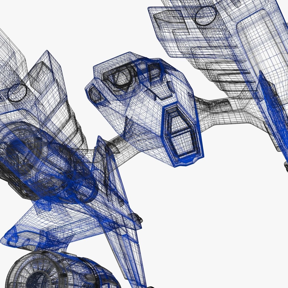 bluefighter spaceship flying 3D model_5