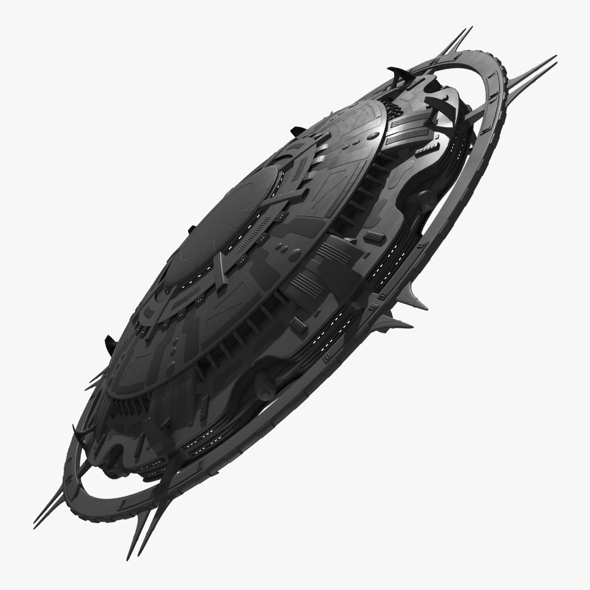starbase spaceship with spikes 3D model_13