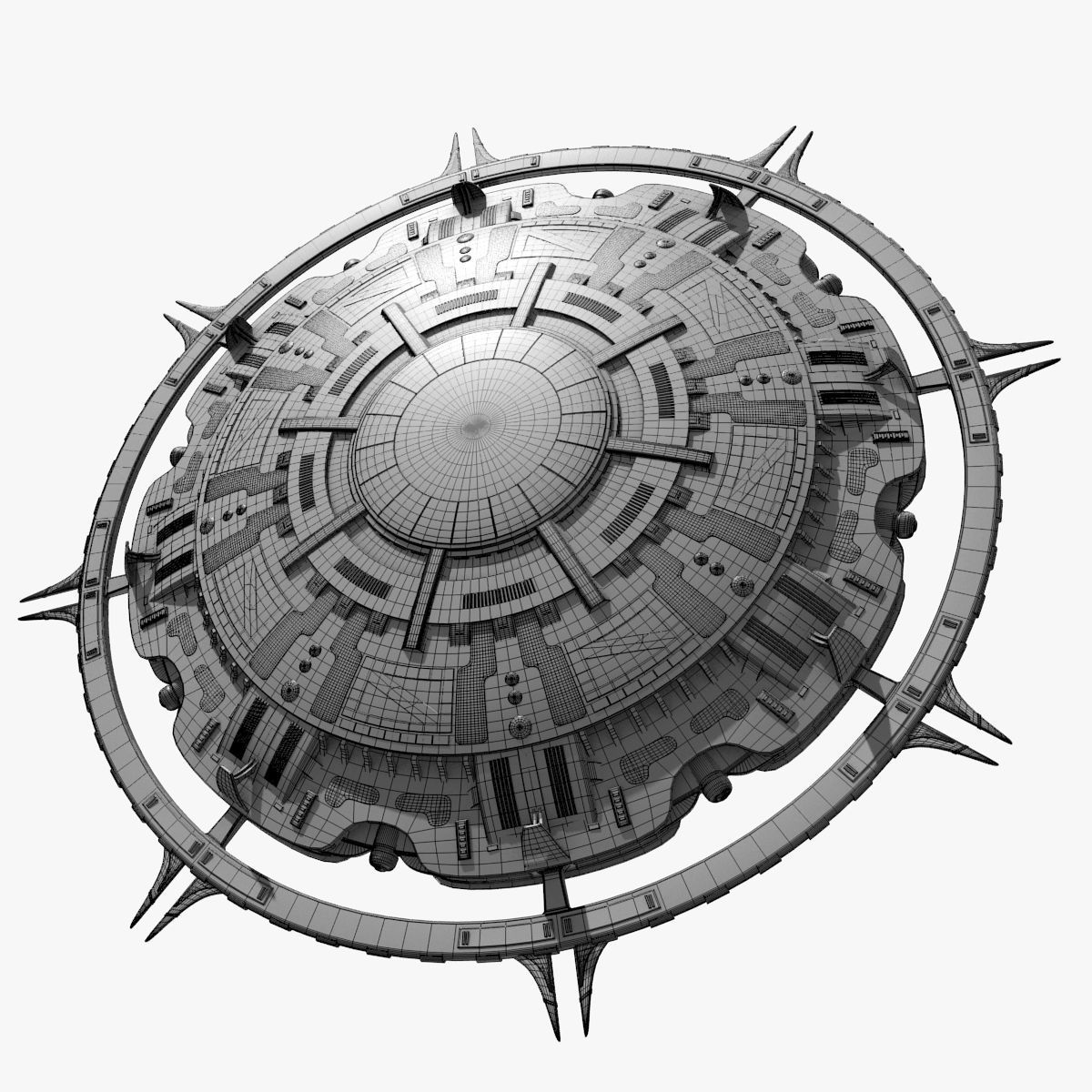 starbase spaceship with spikes 3D model_11