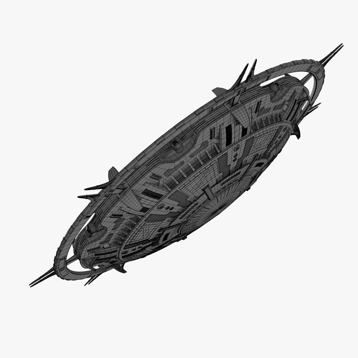 starbase spaceship with spikes 3D model_6