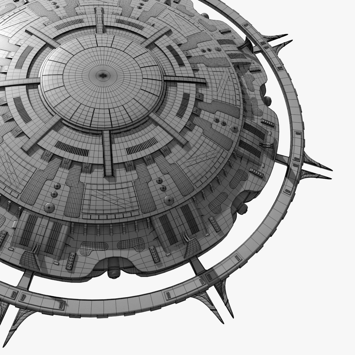 starbase spaceship with spikes 3D model_14