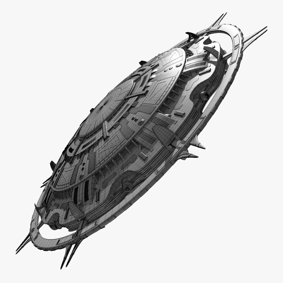 starbase spaceship with spikes 3D model_1