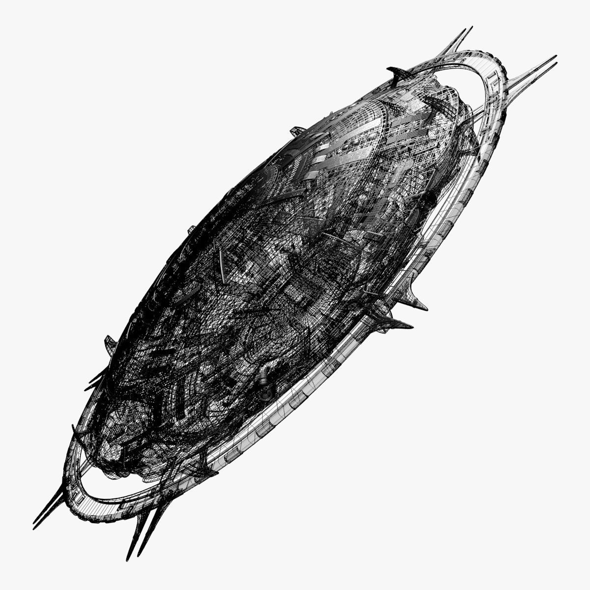 starbase spaceship with spikes 3D model_8